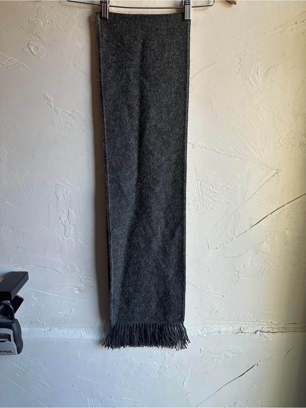 Alpaca Connection 50% Alpaca Scarf Charcoal Gray Fringe Made in Peru Minimalist